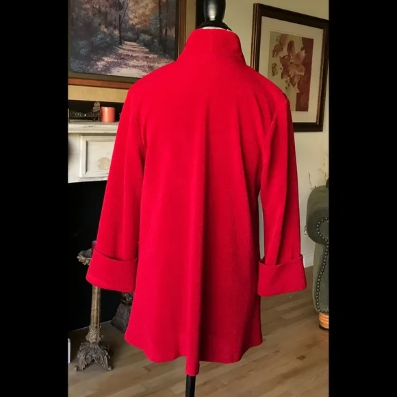 COVER CHARGE Asymmetrical Jacket / Topper Red One Fabulous Button Size S - Picture 6 of 8